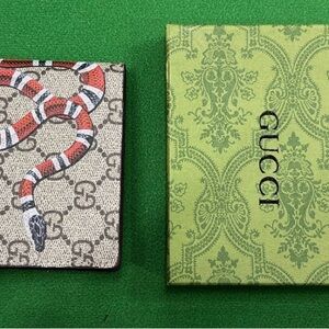 Gucci Beige and Red Snake Motif Wallet